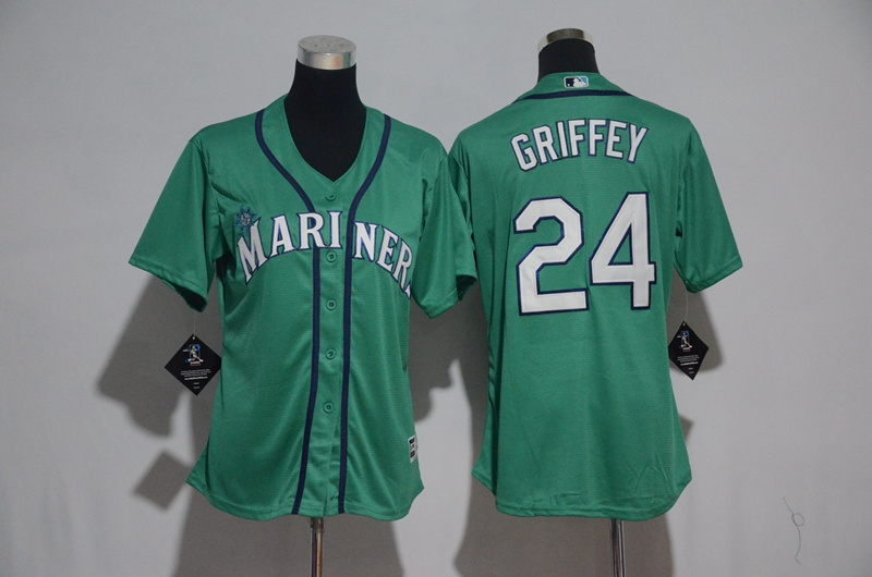 Womens 2017 MLB Seattle Mariners #24 Griffey Green Jerseys->women mlb jersey->Women Jersey